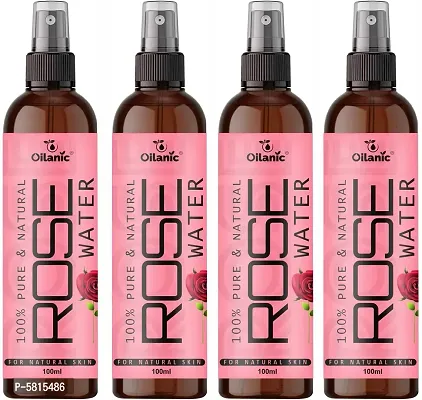 Premium Rose Water For Men  Women Combo Pack Of 4 Bottles Of 100 Ml (400 Ml)