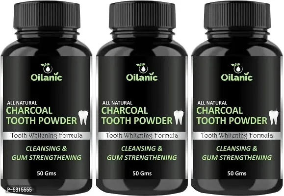 Natural Charcoal Tooth Powder Combo Pack Of 3 Jars Of 50 Gms(150 Gms)