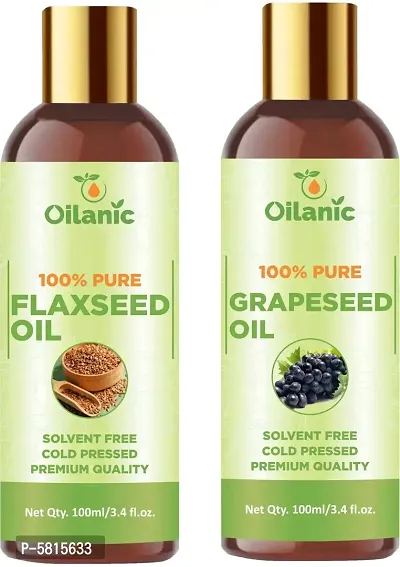 Premium Flaxseed Oil & Grapeseed Oil Combo Pack Of 2 Bottles Of 100 Ml(200 Ml)-thumb0