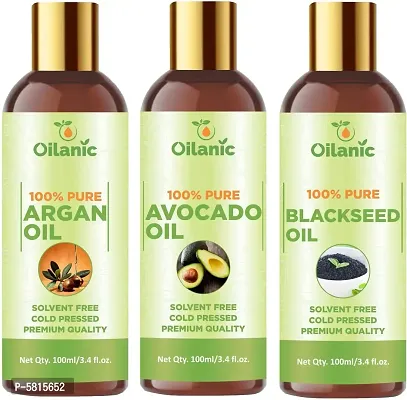 Premium Argan Oil, Avocado Oil & Blackseed Oil Combo Pack Of 3 Bottles Of 100 Ml(300 Ml)-thumb0