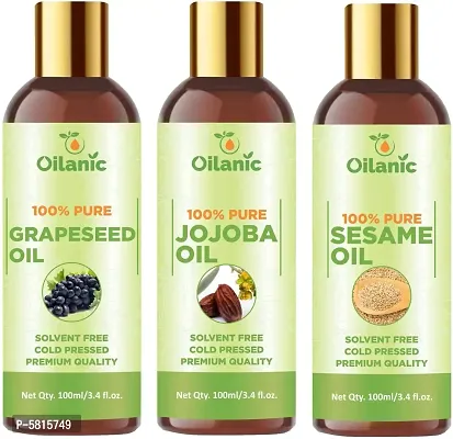 Premium Grapeseed Oil, Jojoba Oil  Sesame Oil Combo Pack Of 3 Bottles Of 100 Ml(300 Ml)-thumb0