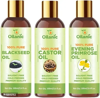 Premium Blackseed Oil, Castor Oil  Evening Primrose Oil Combo Pack Of 3 Bottles Of 100 Ml(300 Ml)-thumb0