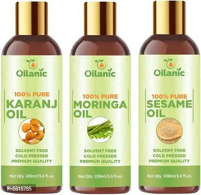 Premium Karanj Oil, Moringa Oil & Sesame Oil Combo Pack Of 3 Bottles Of 100 Ml(300 Ml)