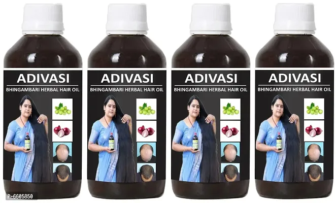 Oilanic Organics Adivasi Bhingambari Herbal Hair Oil Strengthening and Volumized Hair Combo- Pack Of 4, 125 Ml Each-thumb0