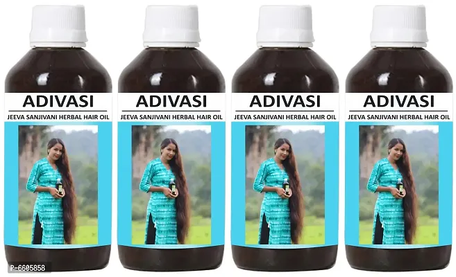 Oilanic Organics Adivasi Jeeva Sanjivani Herbal Hair Oil Strengthening and Volumized Hair Combo - Pack Of 4, 200 Ml Each