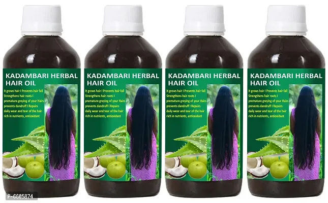 Oilanic Organics Adivasi Kadambari Herbal Hair Oil For Strong, Healthy And Shiny Hair Combo- Pack Of 4, 125 Ml Each-thumb0