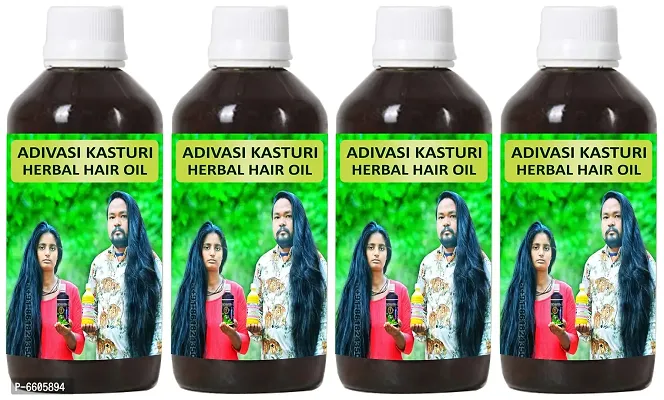Oilanic Organics Adivasi Kasturi Herbal Hair Oil For Faster Hair Growth Combo Pack Of 4 200 Ml Each Hair Care Hair Oil-thumb0