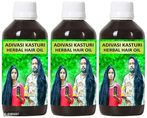 Oilanic Organics Adivasi Kasturi Herbal Hair Oil For Faster Hair Growth Combo - Pack Of 3, 125 Ml Each-thumb0
