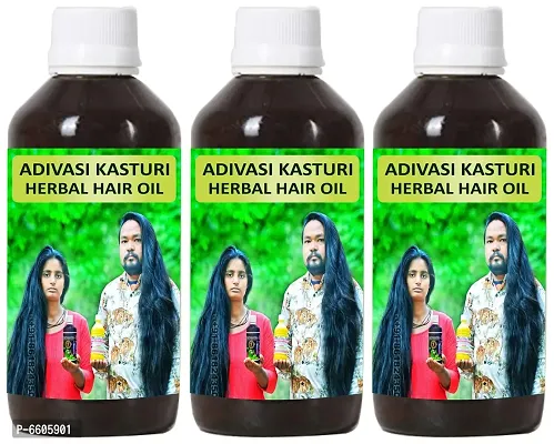 Oilanic Organics Adivasi Kasturi Herbal Hair Oil For Faster Hair Growth Combo- Pack Of 3, 250 Ml Each-thumb0
