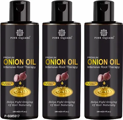 Premium Onion Oil - Intensive Root Therapy With Active Hair Growth Booster Ingredients- For Anti Hair Fall and Promotes Hair Regrowth Combo - Pack Of 3, 100 Ml Each