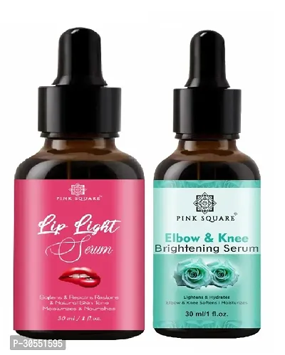 Pink Square Lip Light Serum (Softens Lips)  Elbow and Knee Whitening Serum (Lightens  Hydrated) - (Each,30ml) Combo of 2 Items