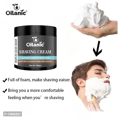 Oilanic Men's Shaving Cream Enriched with Flaxseed Sesame and Olive Oil to Get Smooth Shave Skin Pack of 1 of 100 Grams-thumb2