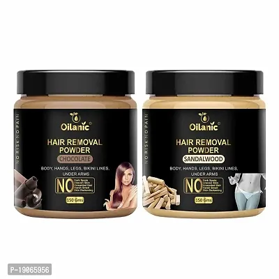 Oilanic Chocolate + Sadalwood Hair Removal Powder Combo Pack of 2 Jar 150gms (300gms)