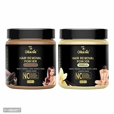Oilanic Chocolate + Vanilla Hair Removal Powder Combo Pack of 2 Jar 150gms (300gms)