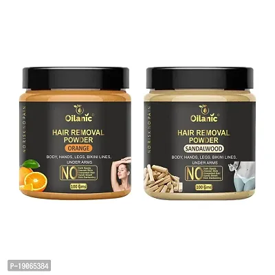 Oilanic Orange + Sandalwood Hair Removal Powder Combo Pack of 2 Jar 100gms (200gms)
