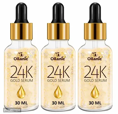Oilanic 24K Gold Serum for Face Perfect for Dry Skin|Reduce Acne, Dark Spots  Marks Pack of 3 of 30ML