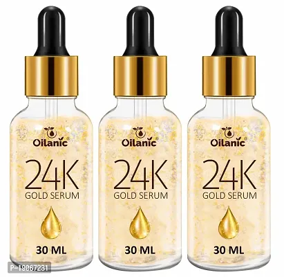 Oilanic 24K Gold Serum for Face Perfect for Dry Skin|Reduce Acne, Dark Spots  Marks Pack of 3 of 30ML-thumb0