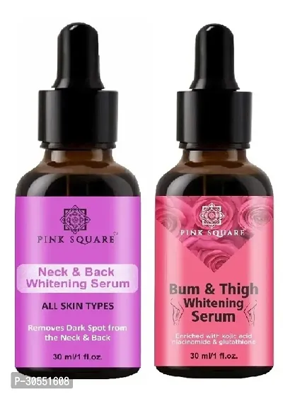 Pink Square Neck and Back Whitening Serum (Remove Skin Dark Spot)  Bum and Thigh Whitening Serum - (Each,30ml) Combo of 2 Items