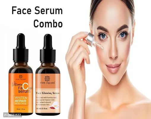 Pink Square Vitamin C Face Serum (Whiten Repair Moisturize)  Face Glowing Serum (Illuminate Skin) - (Each, 30ml) Combo of 2 Items