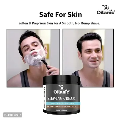 Oilanic Men's Shaving Cream Enriched with Flaxseed Sesame and Olive Oil to Get Smooth Shave Skin Pack of 1 of 100 Grams-thumb3