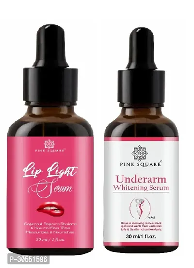 Pink Square Lip Light Serum (Softens Lips)  Underarm Whitening Serum (Remove Blackness) - (Each,30ml) Combo of 2 Items-thumb0