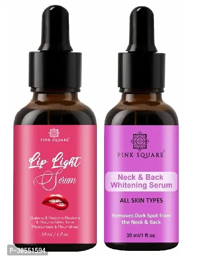 Pink Square Lip Light Serum (Softens Lips)  Neck and Back Whitening Serum (Remove Skin Dark Spot) - (Each,30ml) Combo of 2 Items-thumb0