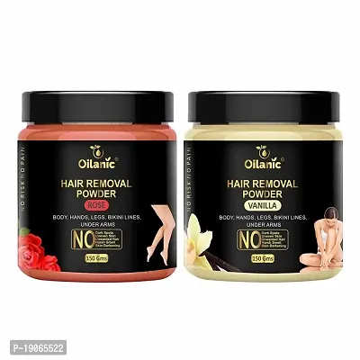 Oilanic Rose + Vanilla Hair Removal Powder Combo Pack of 2 Jar 150gms (300gms)