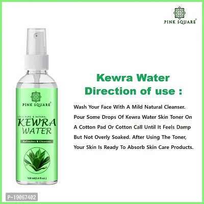 Pink Square Natural Fragrances Kewra water Tightening Refreshing Toner Face Toner/Skin Toner/Makeup Remover - For All Skin Types Women  Men Pack of 1 of 100ML-thumb4