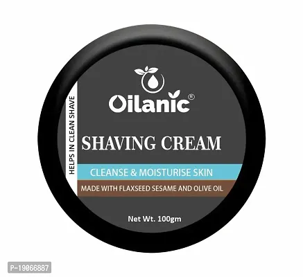 Oilanic Men's Shaving Cream Enriched with Flaxseed Sesame and Olive Oil to Get Smooth Shave Skin Pack of 1 of 100 Grams-thumb0