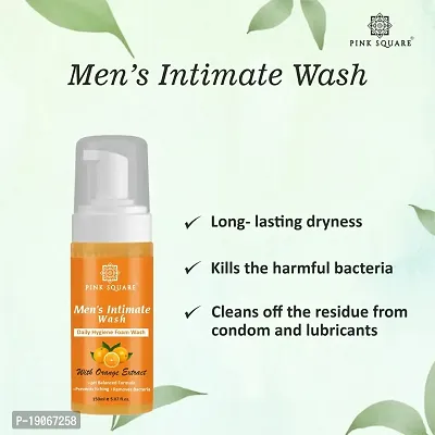 Pink Square Natural Men's Intimate Wash with Orange Extract Maintain PH Balance Intimate Daily Care| Better Private Parts Hygiene Body Wash Anti-Bacterial Pack of 1 of 150 ML-thumb2