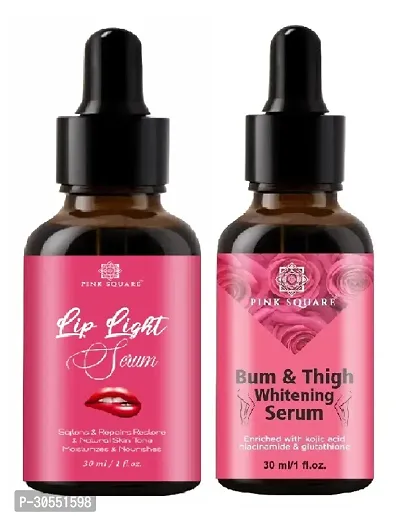 Pink Square Lip Light Serum (Softens Lips)  Bum and Thigh Whitening Serum - (Each,30ml) Combo of 2 Items