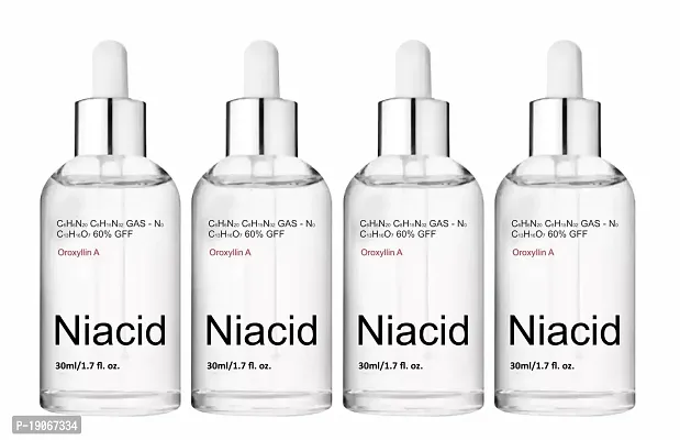 Niacide with Oraxylin A Face Serum for Acne Marks, Blemishes  Oil Balancing with Zinc | Skin Clarifying Anti Acne Serum for Oily Pack of 4 of 30ML