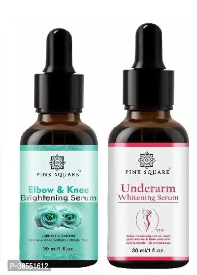 Pink Square Elbow and Knee Whitening Serum (Lightens  Hydrated)  Underarm Whitening Serum (Remove Blackness) - (Each,30ml) Combo of 2 Items