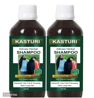 Kasturi Herbal Adivasi Hair Shampoo for Dandruff Control, Hair Fall Control (125ML) Pack of 2-thumb0