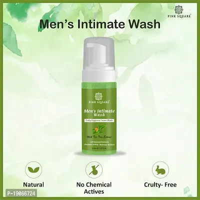 Pink Square Natural Men's Intimate Wash with Tea Tree Extract Maintain PH Balance Intimate Daily Care| Better Private Parts Hygiene Body Wash Anti-Bacterial Pack of 2 of 150 ML (300 ML)-thumb3