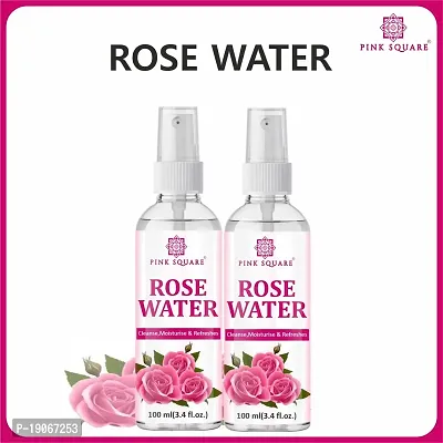 Pink Square 100% Pure Gulab Jal | Rose Water | Toner, Face-Mist, Astringent, Body-Spray | Oil-Control, Acne-Control, Hydration | Skin Moisturization Pack of 1 of 100ML-thumb2