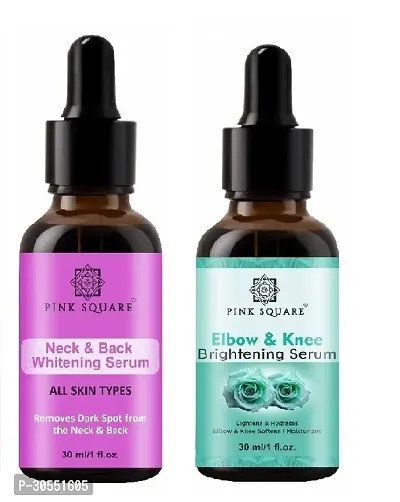 Pink Square Neck and Back Whitening Serum (Remove Skin Dark Spot)  Elbow and Knee Whitening Serum (Lightens  Hydrated) - (Each,30ml) Combo of 2 Items-thumb0