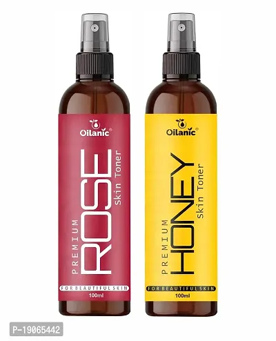 Oilanic Premium Rose  Honey Face Toner For Men  Women Combo Pack of 2 Bottles of 100 ml (200 ml)