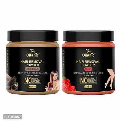 Oilanic Chocolate + Rose Hair Removal Powder Combo Pack of 2 Jar 150gms (300gms)
