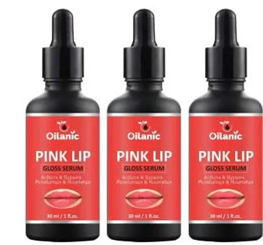 Oilanic Premium Pink Lip Gloss Serum for Soft and Natural Lips Combo pack of 3 bottle of 30 ml(90 ml)