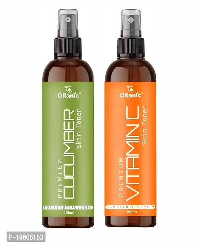 Oilanic Premium Cucumber  Vitamin C Face Toner For Men  Women Combo Pack of 2 Bottles of 100 ml (200 ml)