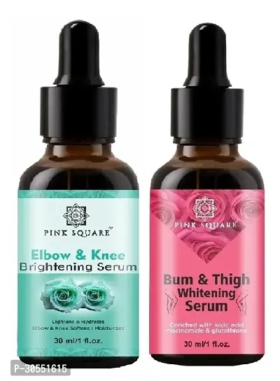 Pink Square Elbow and Knee Whitening Serum (Lightens  Hydrated)  Bum and Thigh Whitening Serum - (Each,30ml) Combo of 2 Items