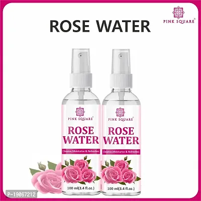 Pink Square 100% Pure Gulab Jal | Rose Water | Toner, Face-Mist, Astringent, Body-Spray | Oil-Control, Acne-Control, Hydration | Skin Moisturization Pack of 2 of 100ML(200 ML)-thumb2