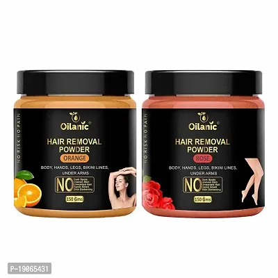 Oilanic Orange + Rose Hair Removal Powder Combo Pack of 2 Jar 150gms (300gms)