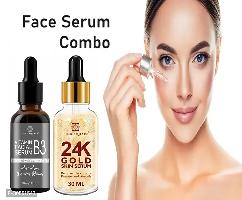 Pink Square Vitamin B3 Face Serum (Anti-Angeing)  24K Gold Facial Serum (Remove Dark Spots) - (Each, 30ml) Combo of 2 Items