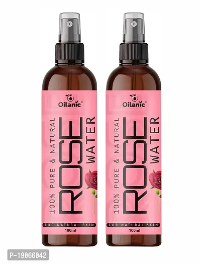 Oilanic Premium Rose Water For Men  Women Combo Pack of 2 Bottles of 100 ml (200 ml)-thumb0