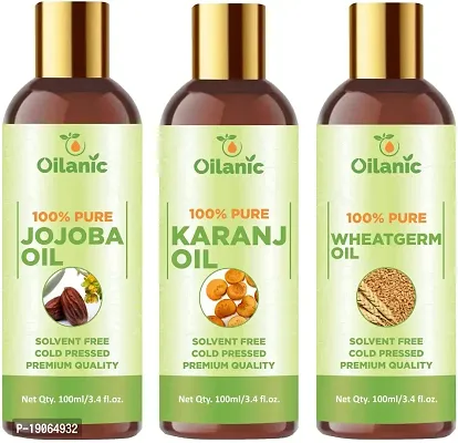 Oilanic?100% Pure  Natural Karanj Oil, Moringa Oil  Wheatgerm Oil Combo pack of 3 bottles of 100 ml(300 ml)