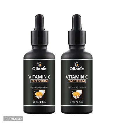 Oilanic Vitamin C Face Serum For Anti Aging, Smoothening  Brigthening Face For Men  Women Combo Pack of 2 Bottles of 30 ml(60 ml)