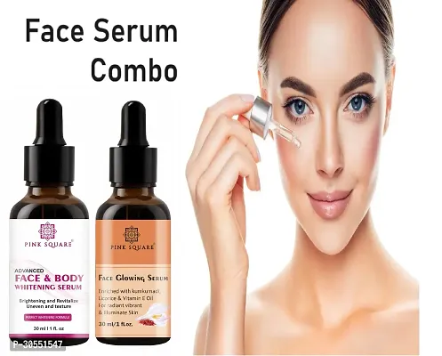 Pink Square Face and Body Whitening Serum (Brightening Skin)  Face Glowing Serum (Illuminate Skin) - (Each, 30ml) Combo of 2 Items-thumb0