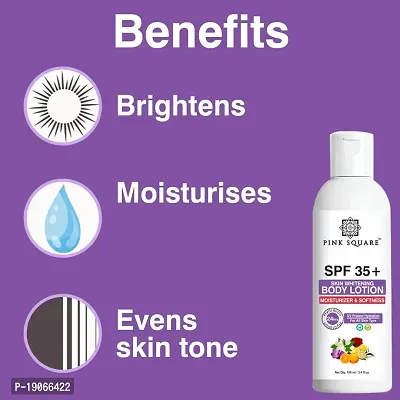 Pink Square Skin Whitening SPF 35+ Sunscreen Body Lotion For Soft, Smooth, Moisturised, Even Tone Skin Pack of 4 of 100 ML(400 ML)-thumb3